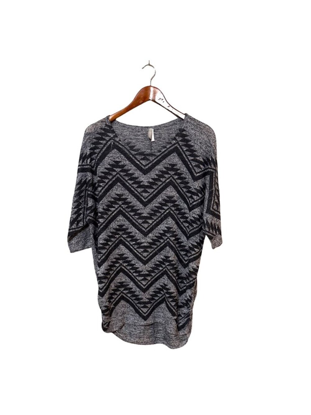 Vanity Textured Geometric Dolman Sleeve Knit Top Made In Usa